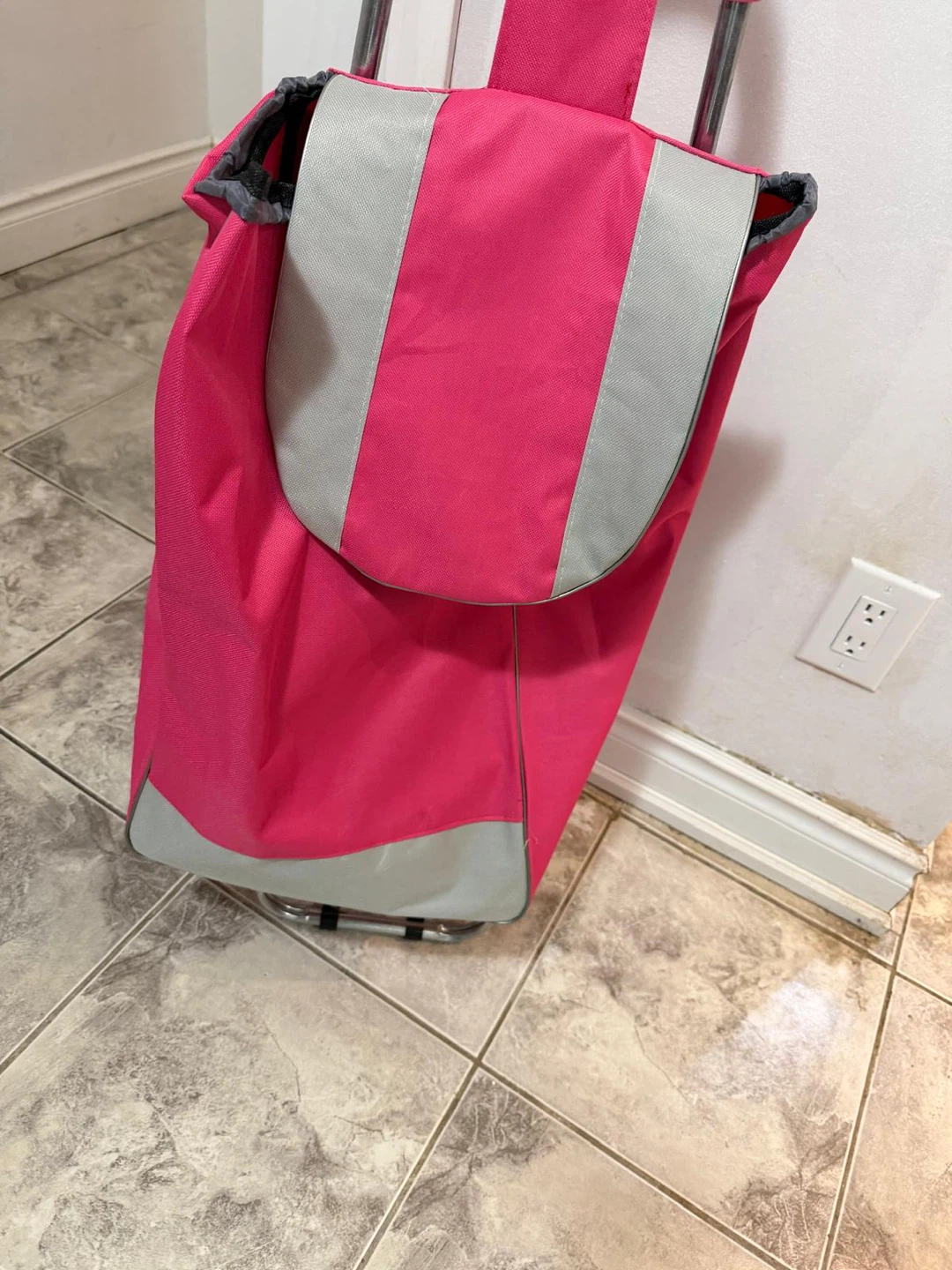 Pink Rolling Shopping Cart