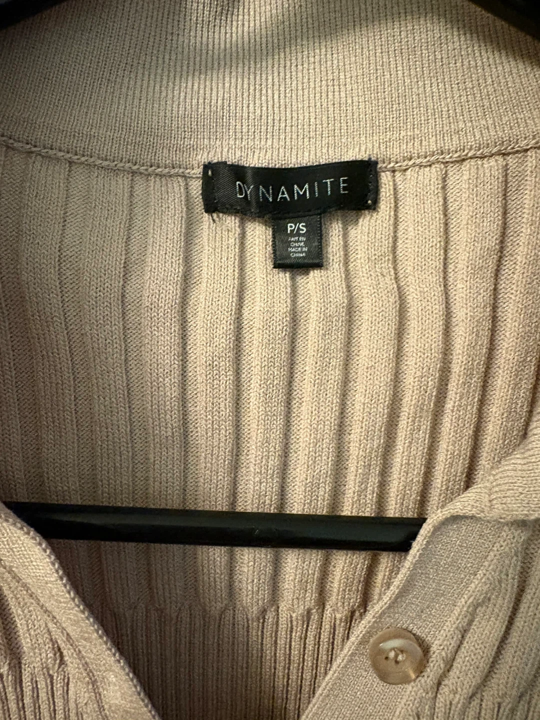 🆓 Dynamite Ribbed Collared Bodysuit - Beige - P/S - photo 2