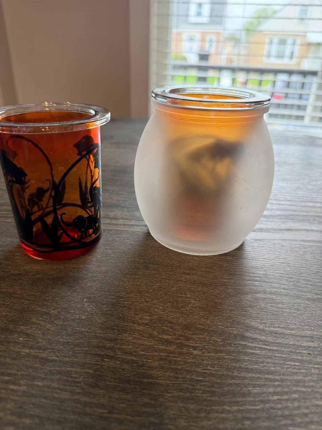 Set of 3 Partylite, Frosted & Amber Glass Votive Holders - photo 4