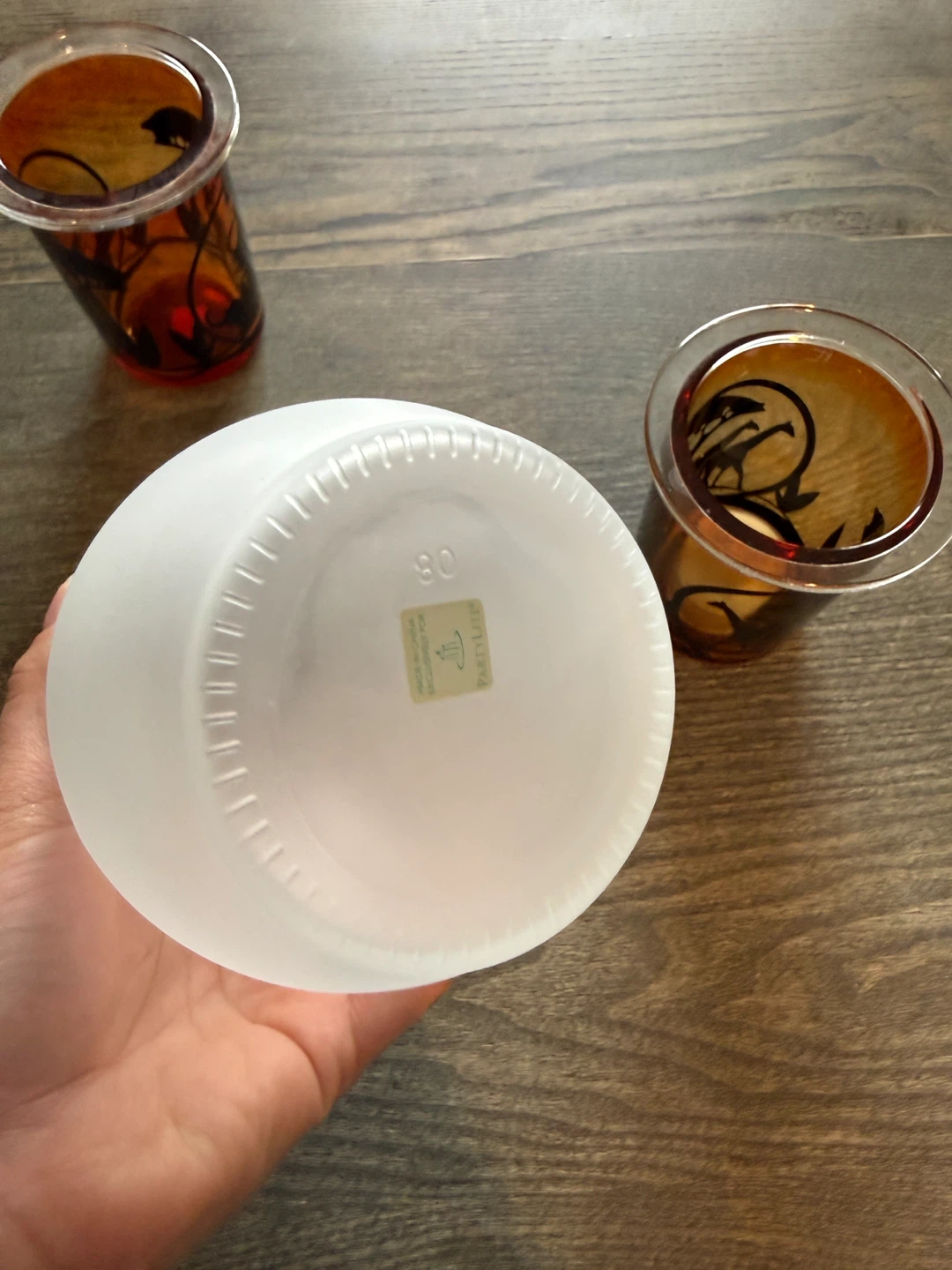 Set of 3 Partylite, Frosted & Amber Glass Votive Holders - photo 5