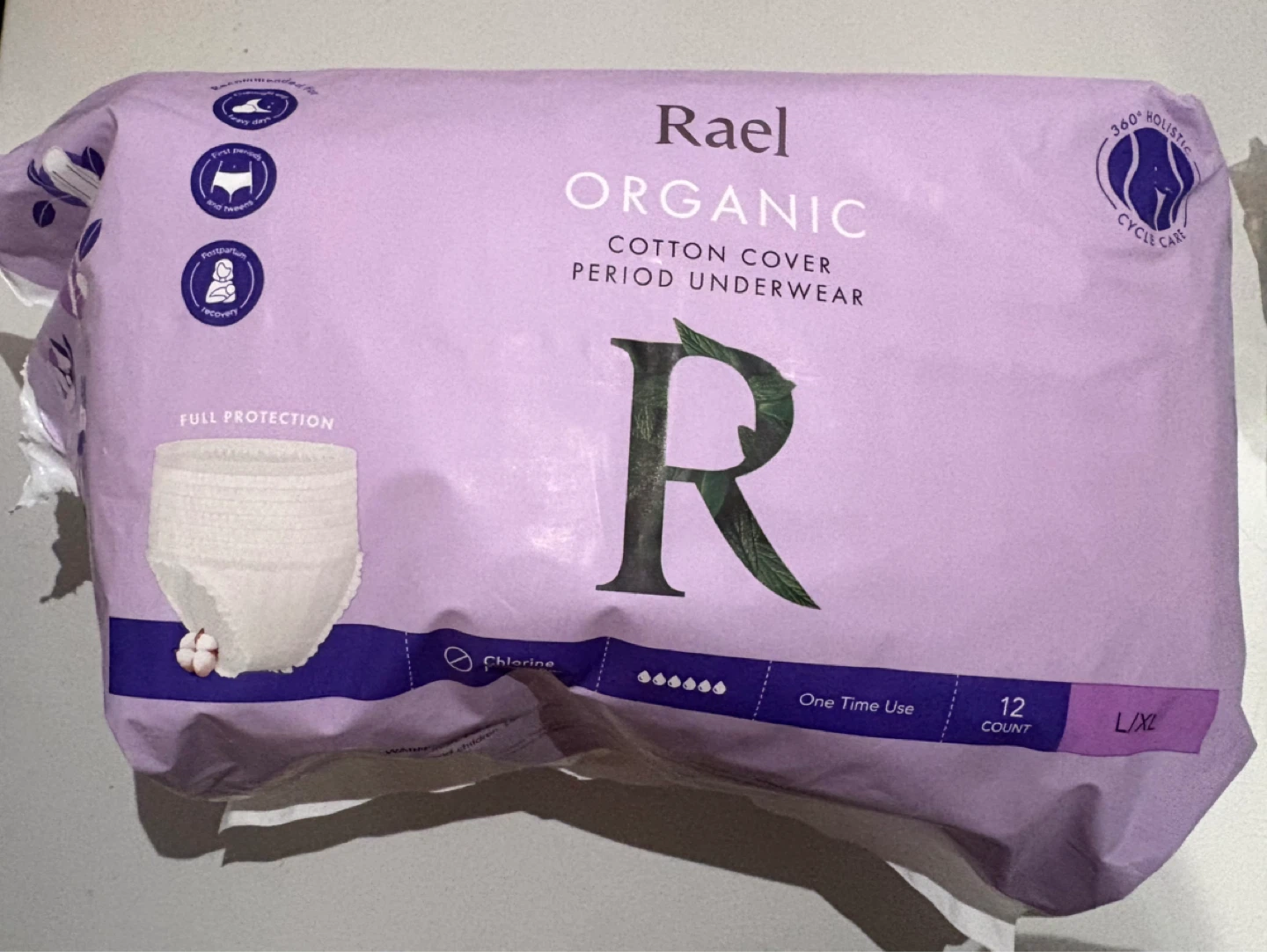 Rael Organic Cotton Period Underwear L/XL (12 Count)