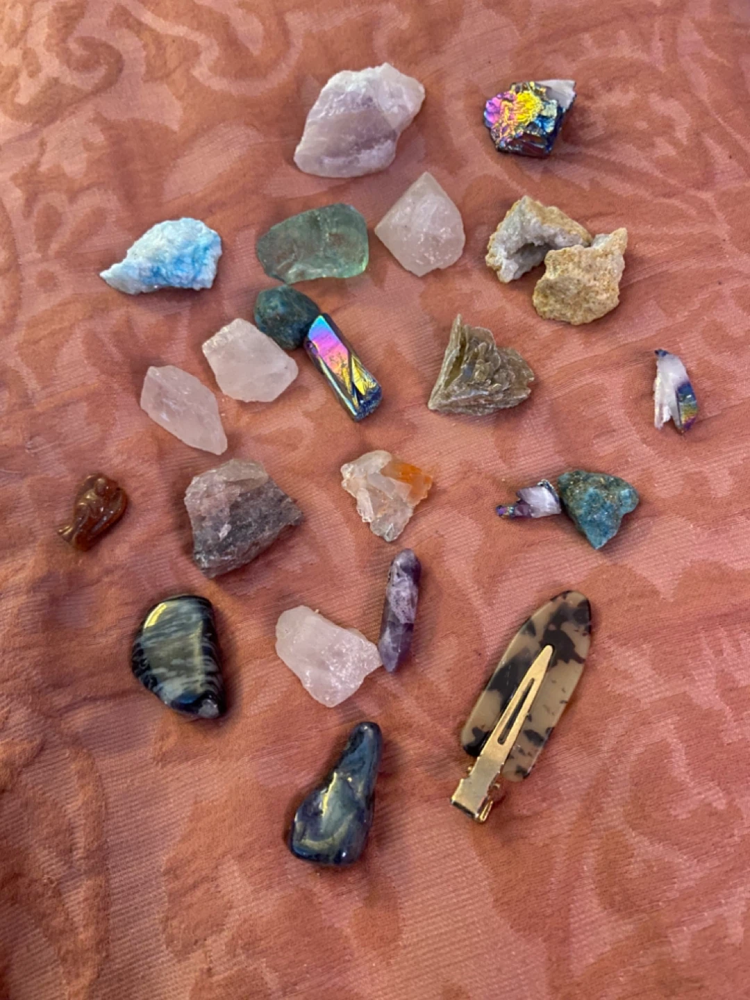 Assorted Crystals and Hair Clip