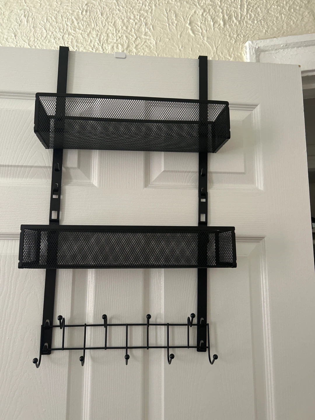 Black Over-the-Door Organizer with Baskets and Hooks