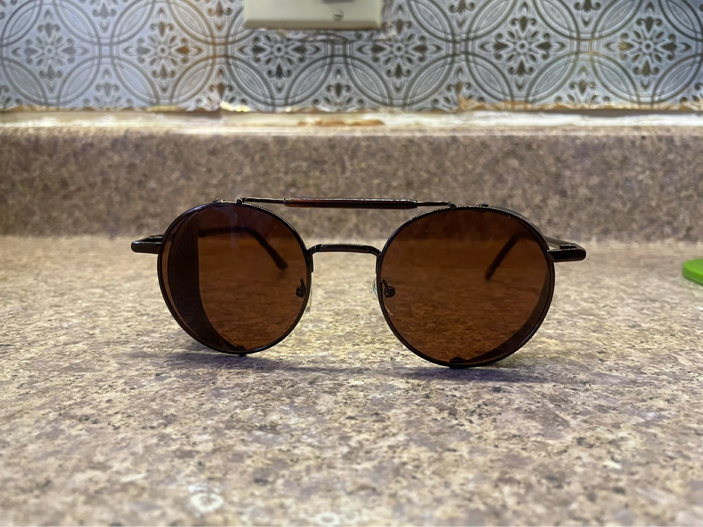 Round Steampunk Sunglasses with Side Shields