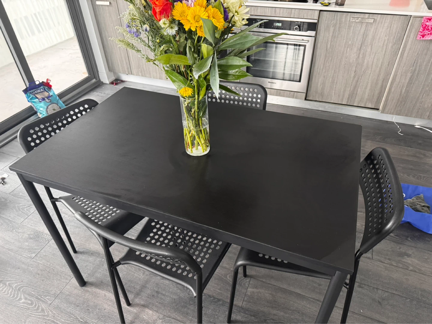 Black Dining Table with 4 Chairs - photo 2