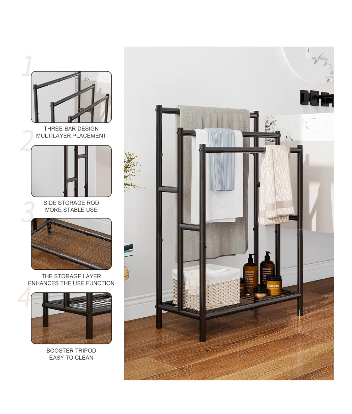 3-Tier Metal Towel Rack - photo 4