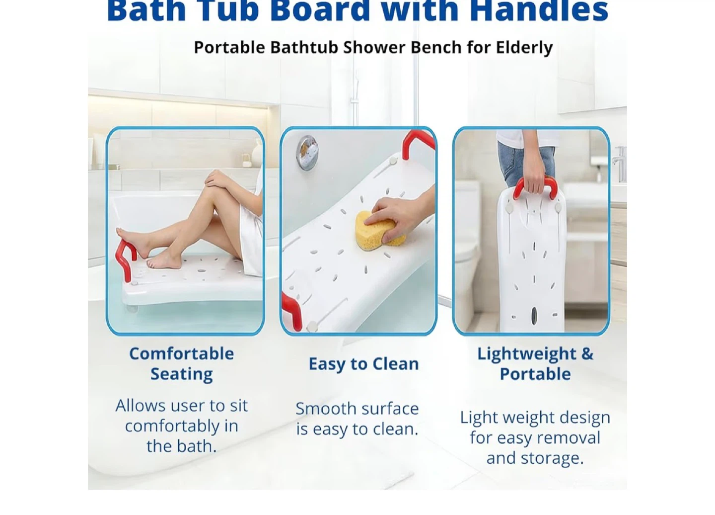 White Bathtub Transfer Board with Red Handles - photo 3