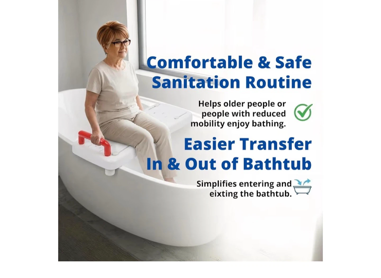 White Bathtub Transfer Board with Red Handles - photo 4