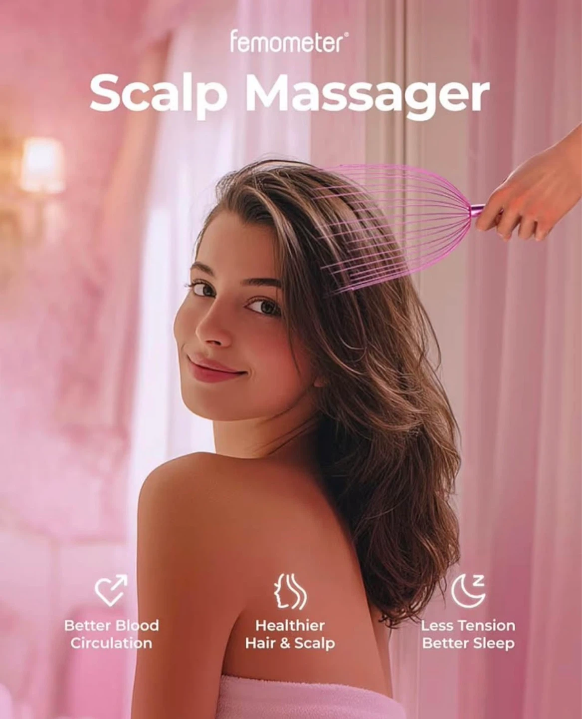 Femitometer Scalp Massager Pink - photo 2