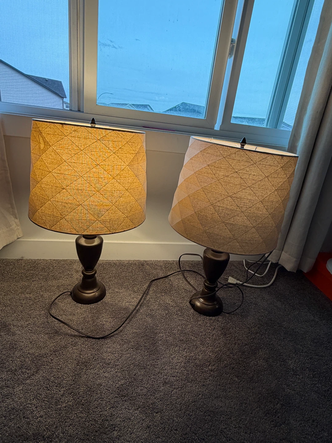 Pair of Table Lamps with Textured Shades - photo 2