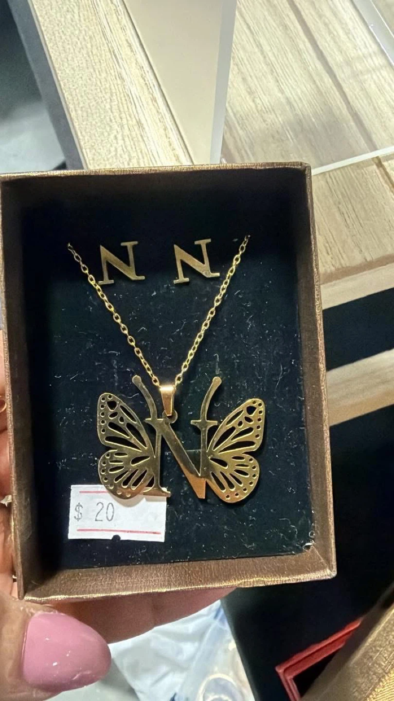Stainless steel jewlery set  letter N