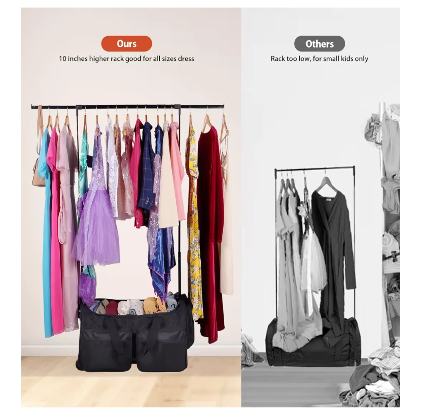 Univiivi Black Rolling Dance Bag with Garment Rack - photo 3