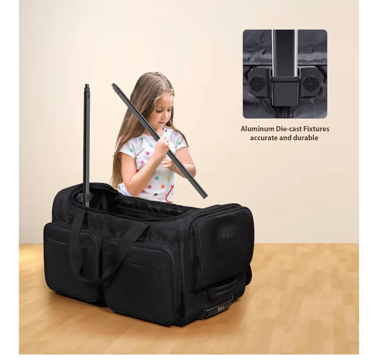 Univiivi Black Rolling Dance Bag with Garment Rack - photo 5