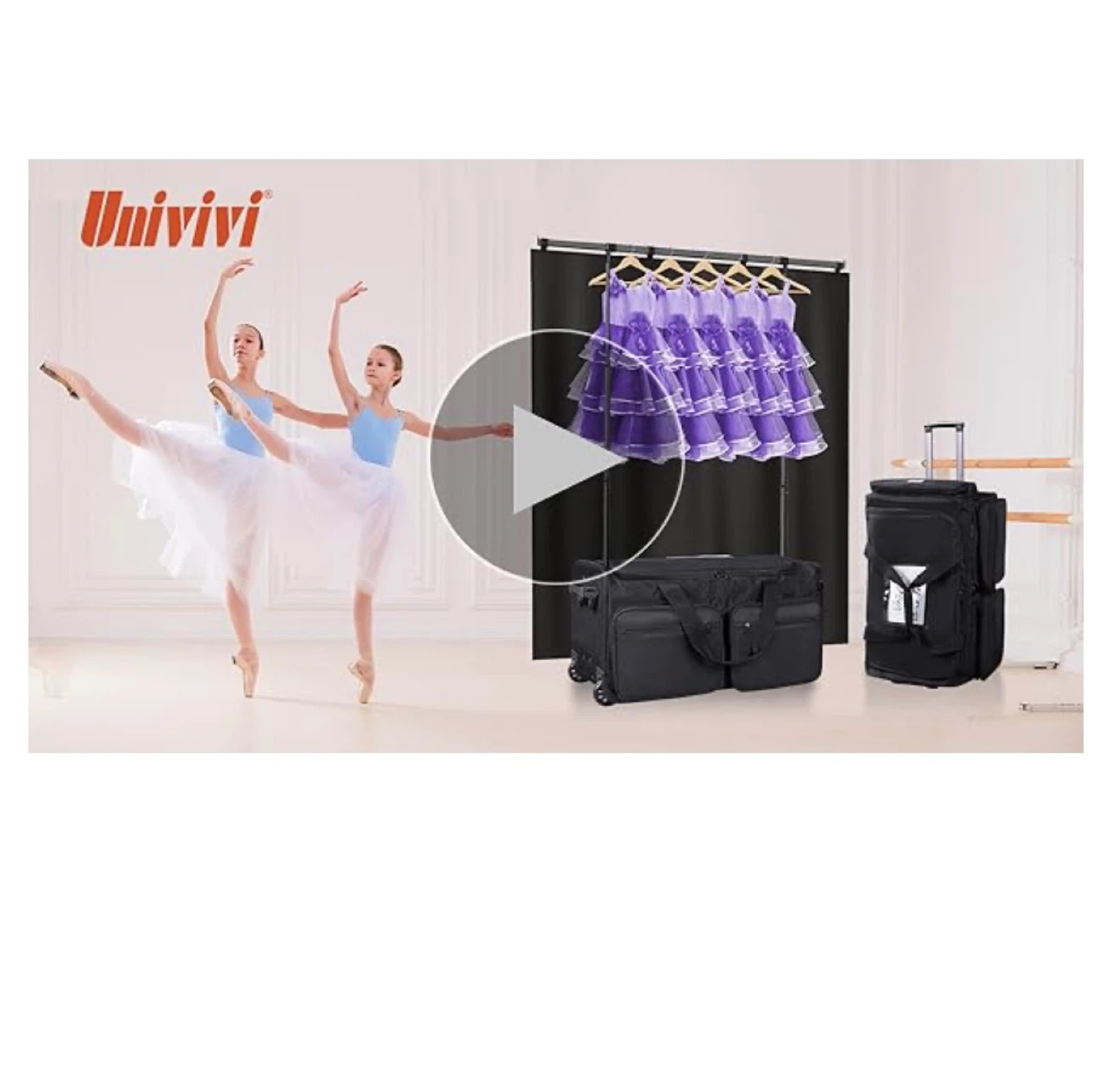 Univiivi Black Rolling Dance Bag with Garment Rack - photo 4