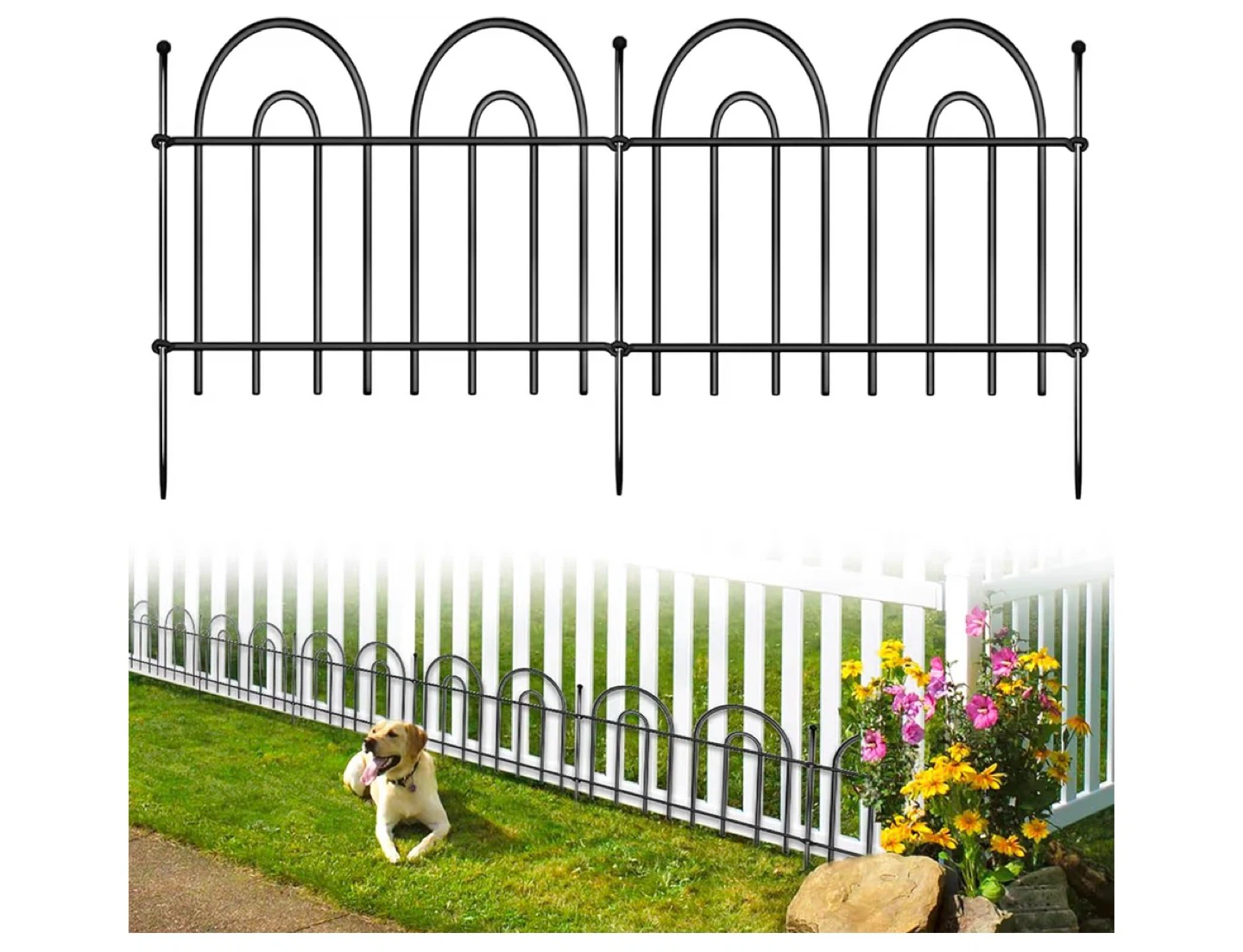 35 Pack Black Metal Garden Border Fence Panels