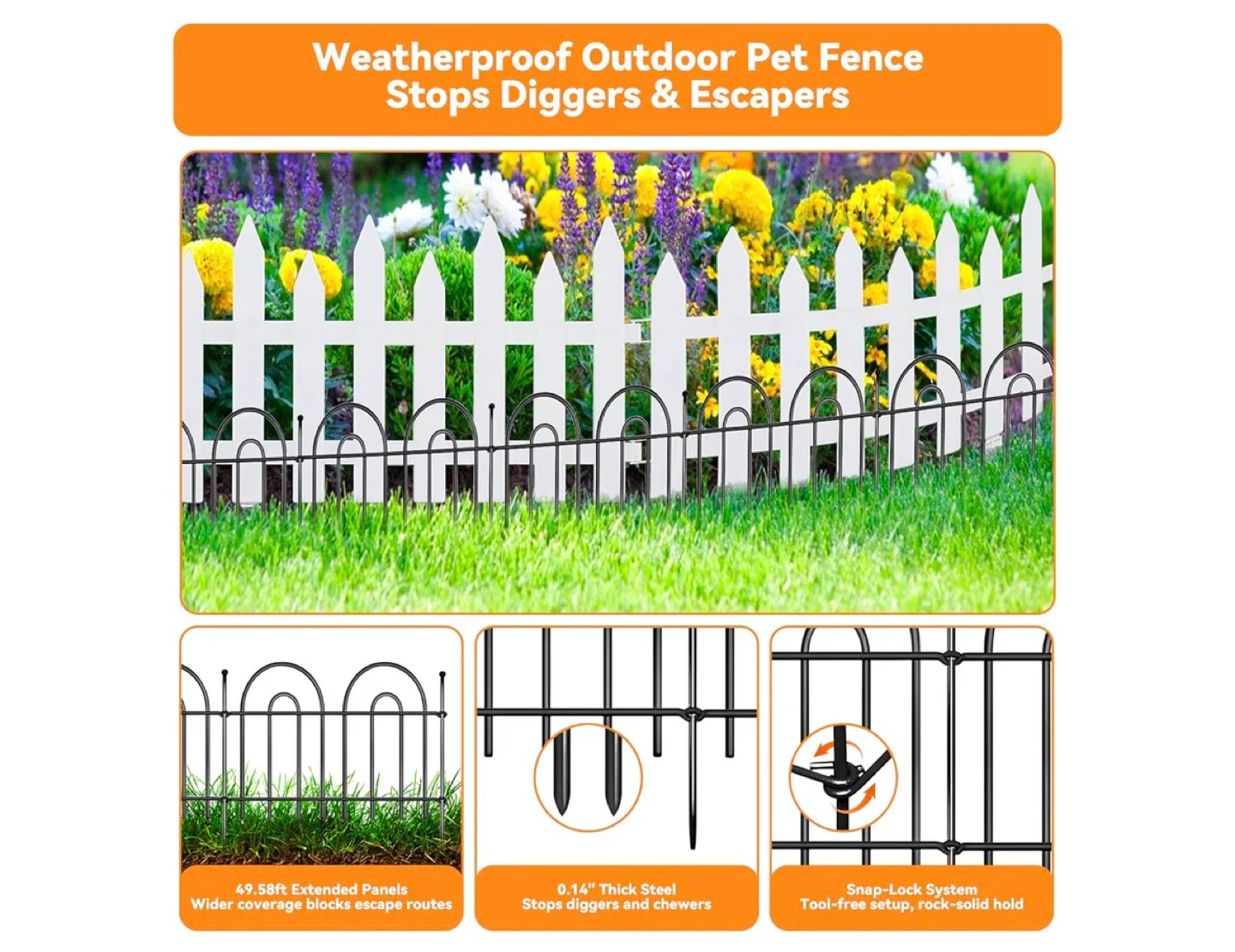 35 Pack Black Metal Garden Border Fence Panels - photo 4