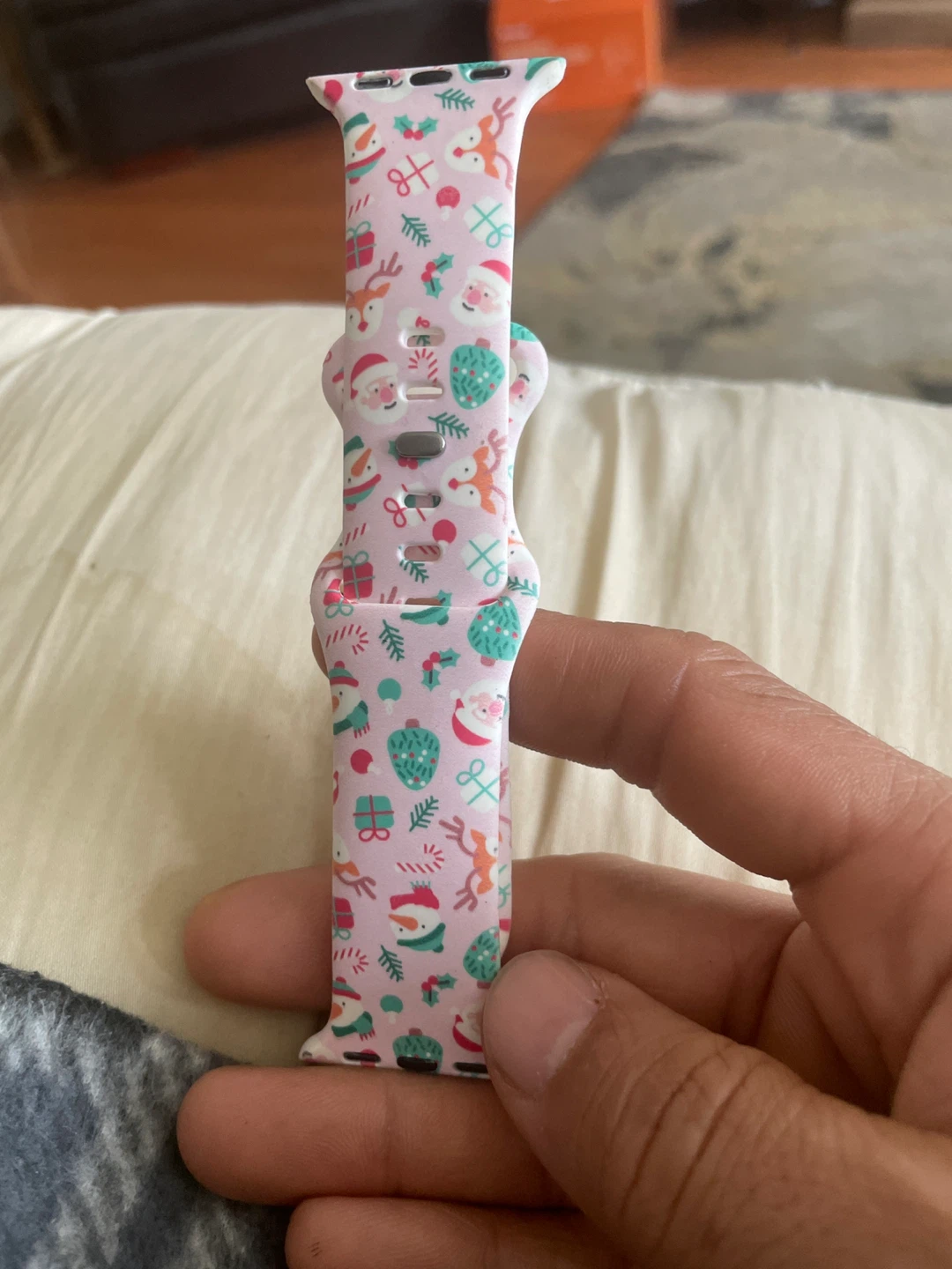 Pink Christmas Print Watch Band