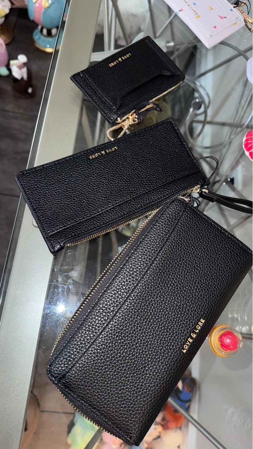 LOVE & LORE Black Textured Wallet Set