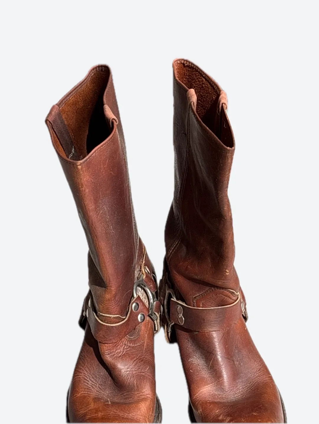 Brown Leather Harness Boots