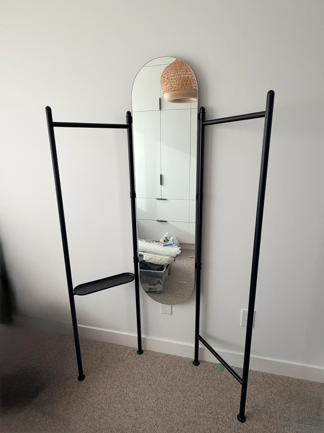 UMBRA Tall Oval Mirror with Black Frame and Shelf