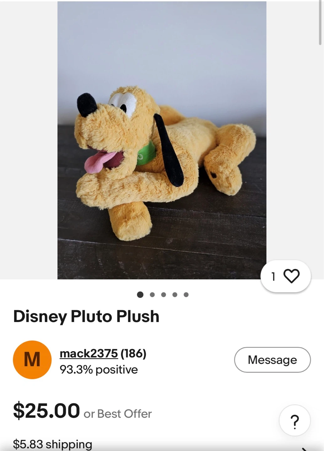 Disney Pluto Plush Toy - photo 4