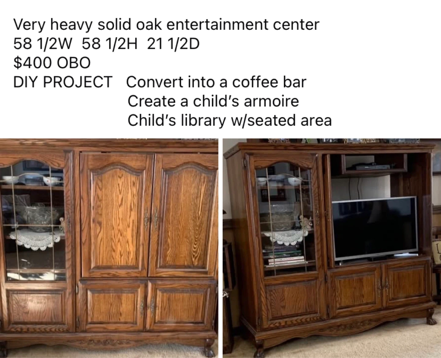 Solid Oak Entertainment Center