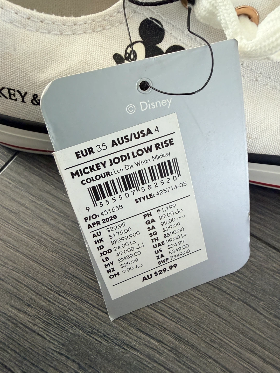 Rubi Mickey Jodi Low Rise White Mickey Canvas Shoes - Size US 4 - photo 5