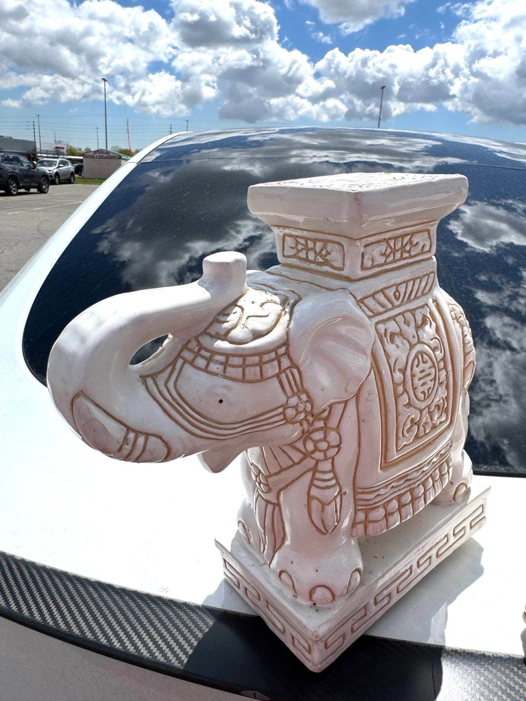Pair of White Ceramic Elephant Decor - photo 4
