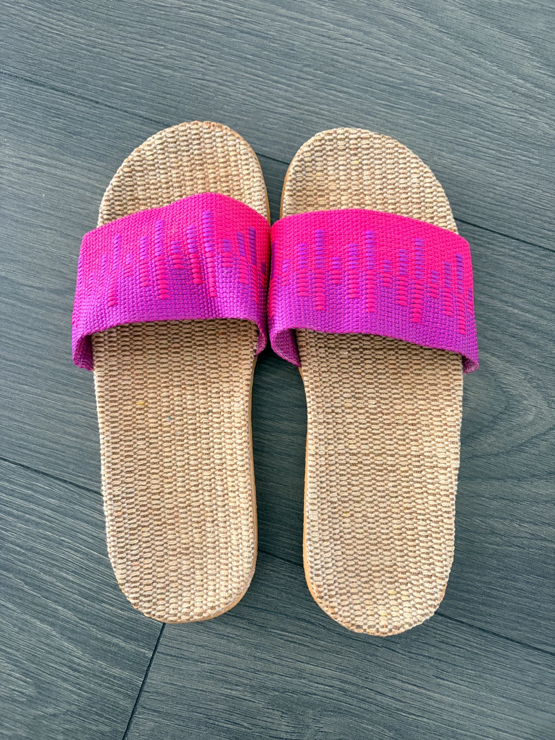 Pink & Purple Woven Strap Slides - Size 24.5