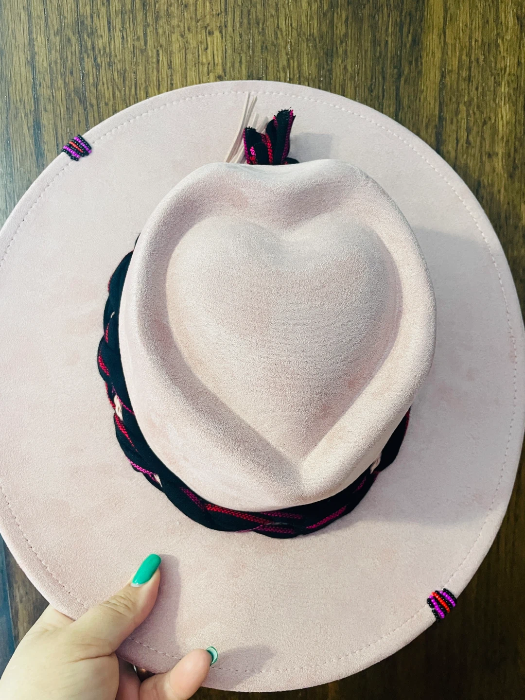 NEW Pink Wide Brim Hat with Heart Crown - photo 3