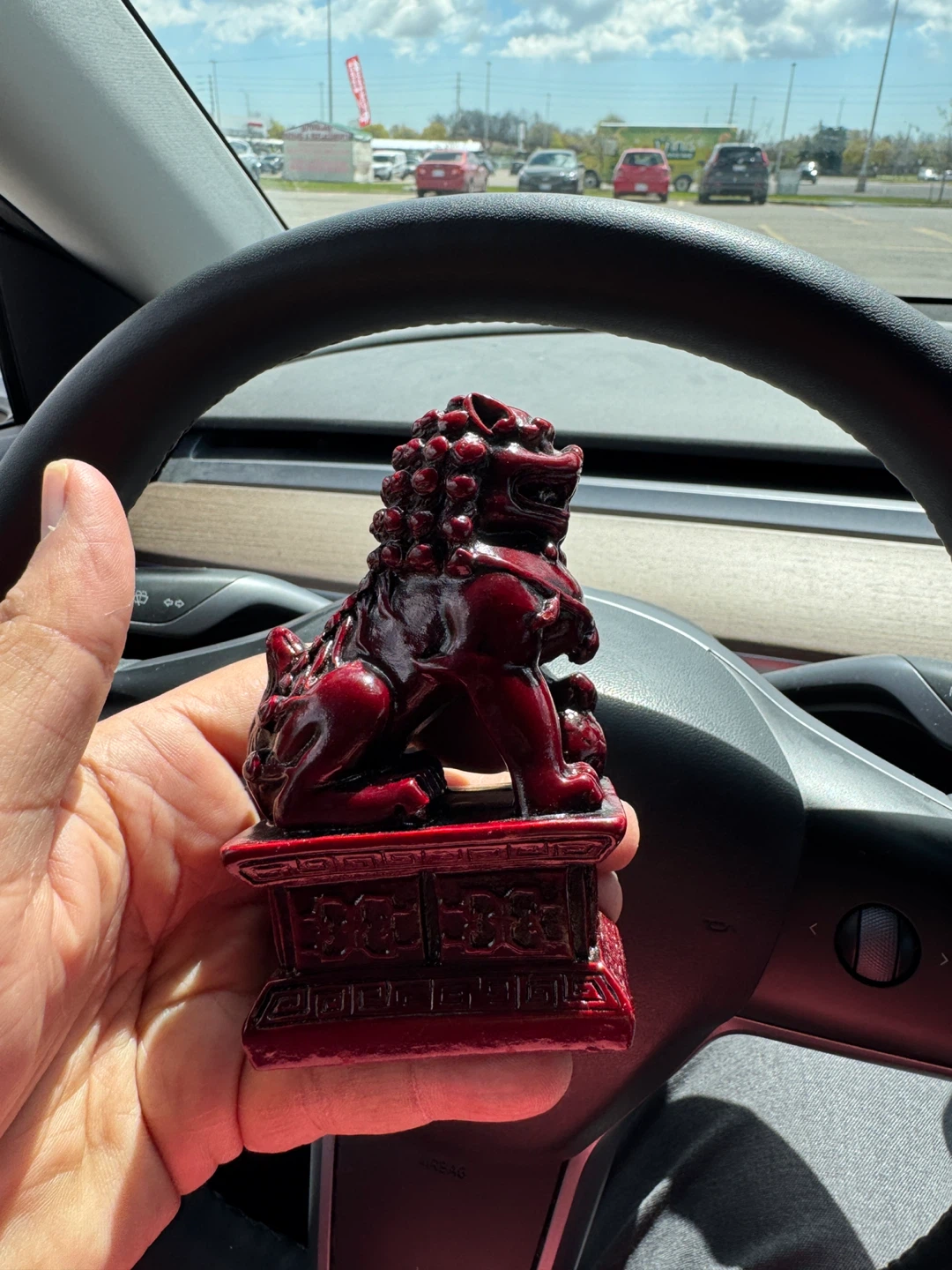 Red Foo Dog Statue - photo 2
