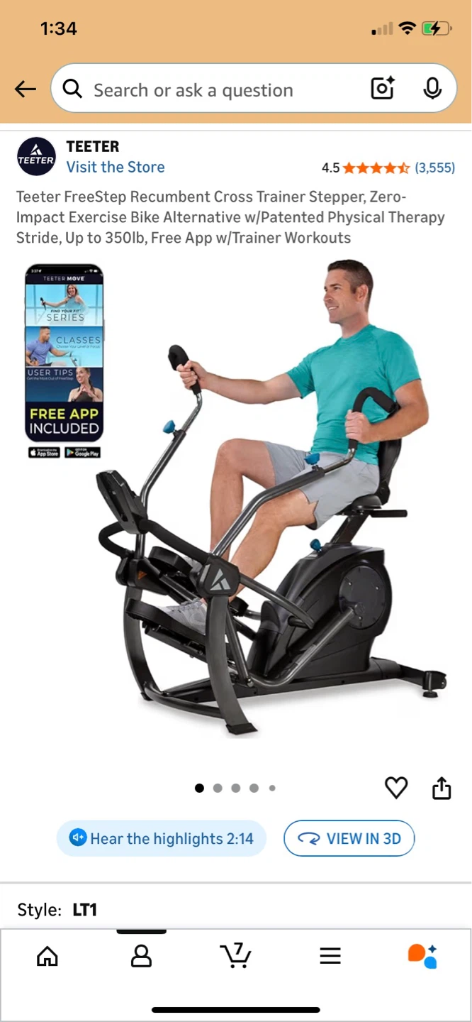 Teeter FreeStep Recumbent Cross Trainer Stepper