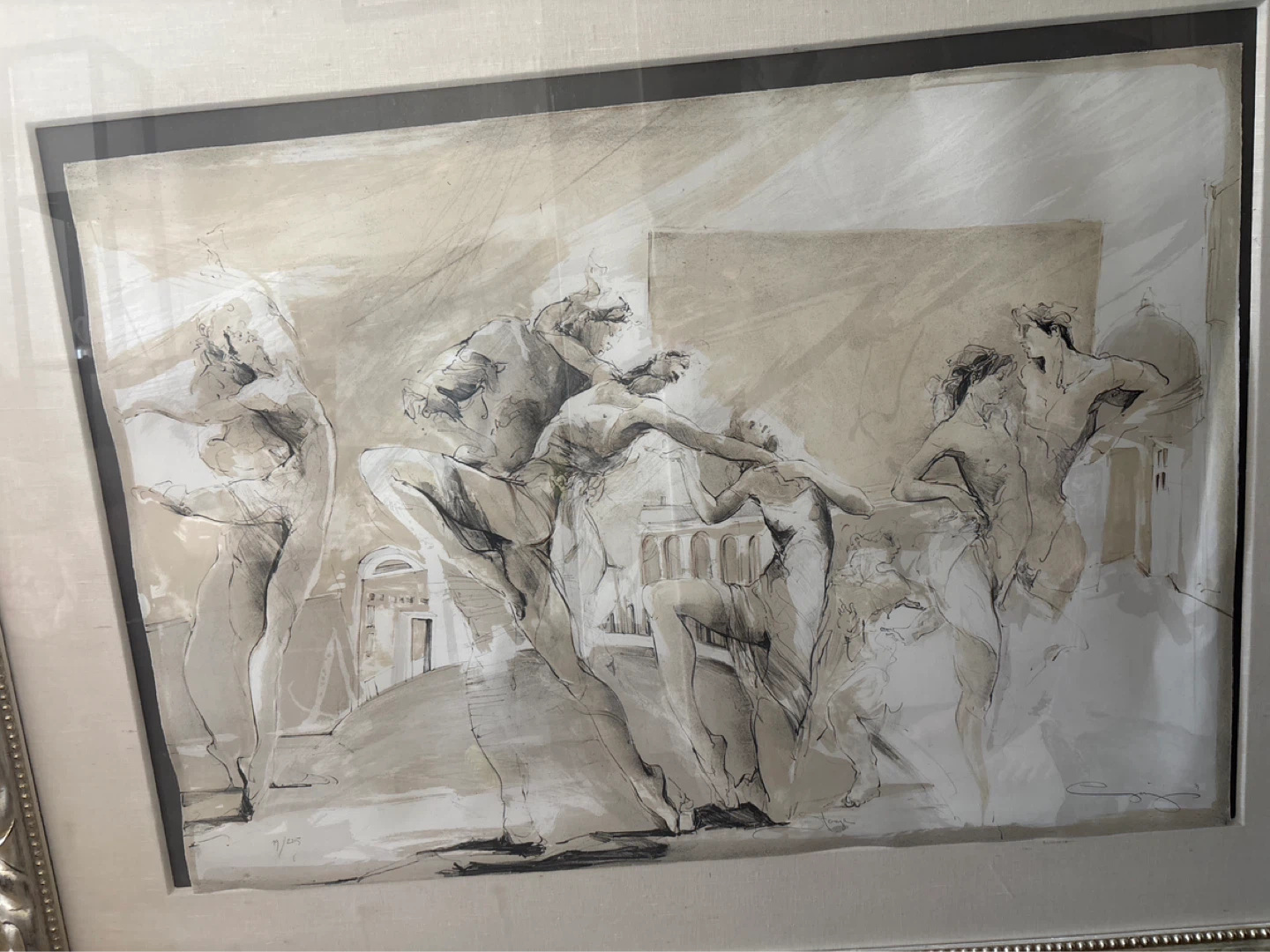 Framed and numbered Jurgen Gorg Art Print of Figures - photo 3