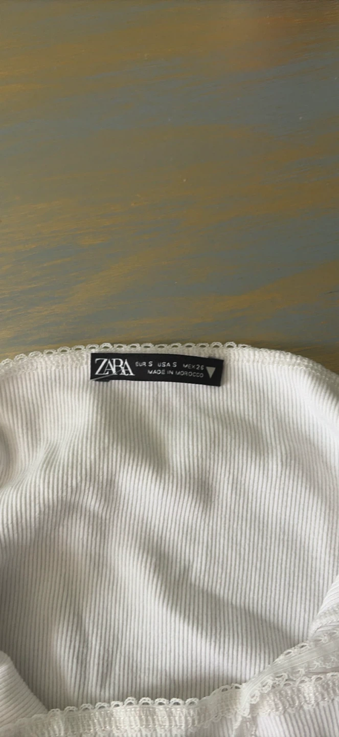 White Zara Ribbed Camisole Tank Top - photo 2