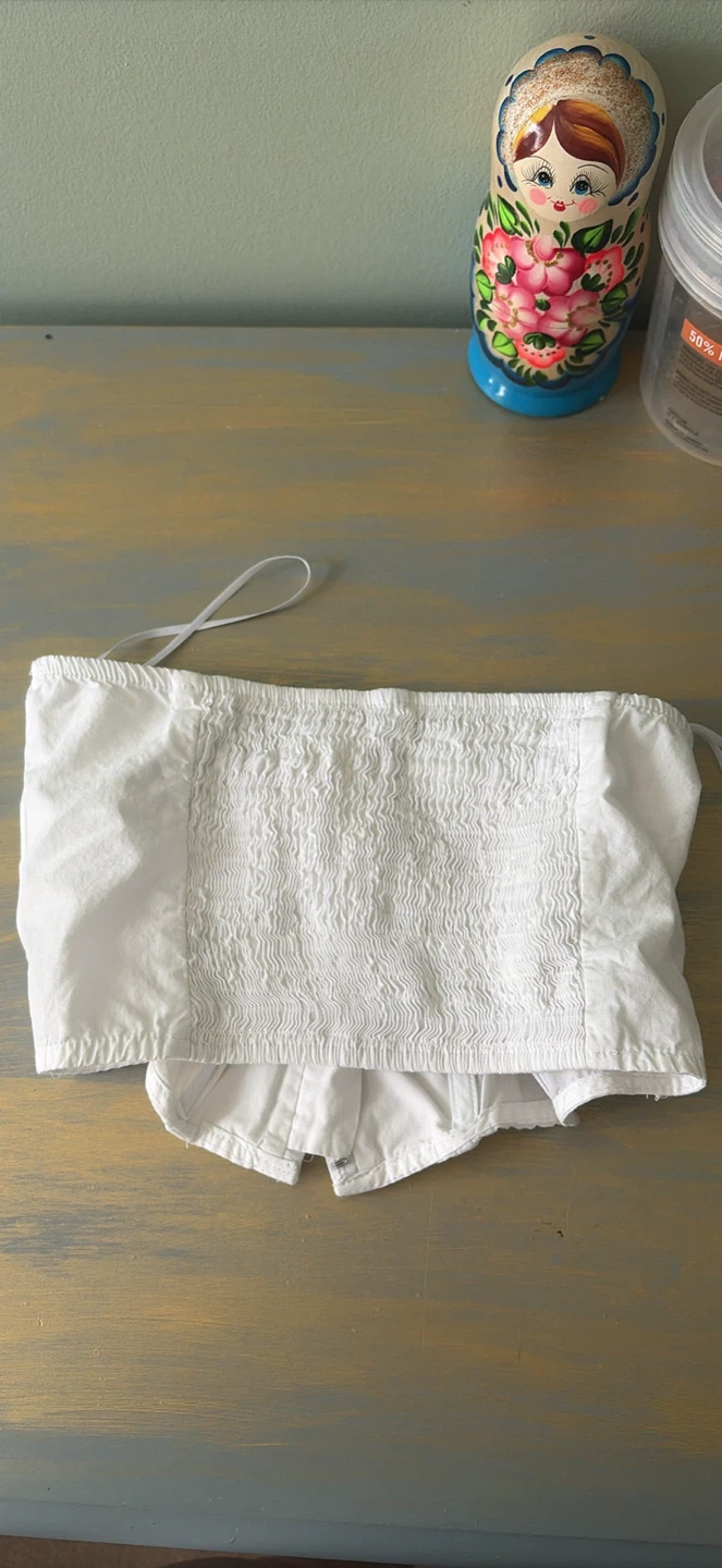 Stradivarius White Smocked Corset Top - photo 2