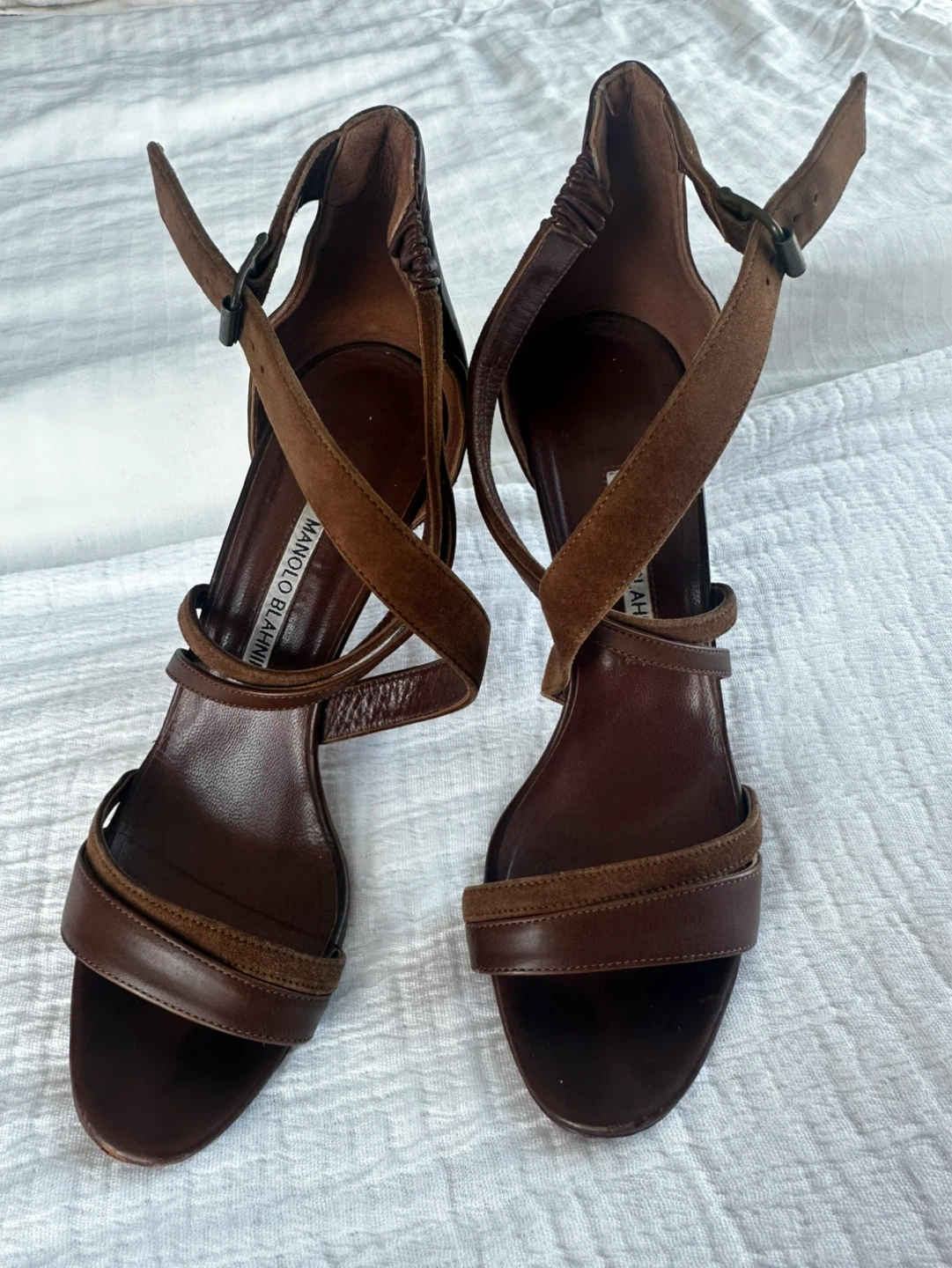 Manolo Blahnik Brown Suede & Leather Strappy Heels - photo 2