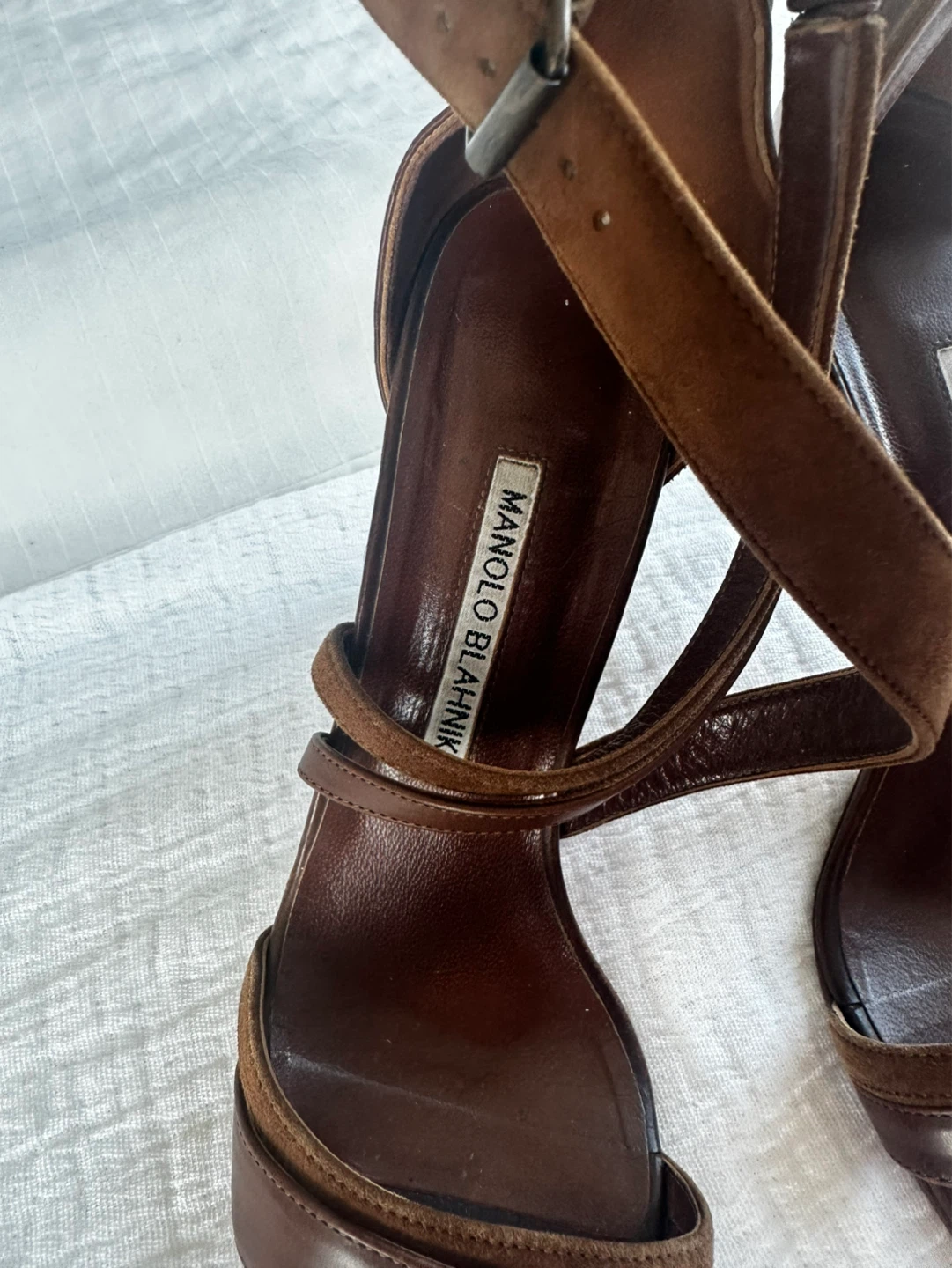 Manolo Blahnik Brown Suede & Leather Strappy Heels - photo 3