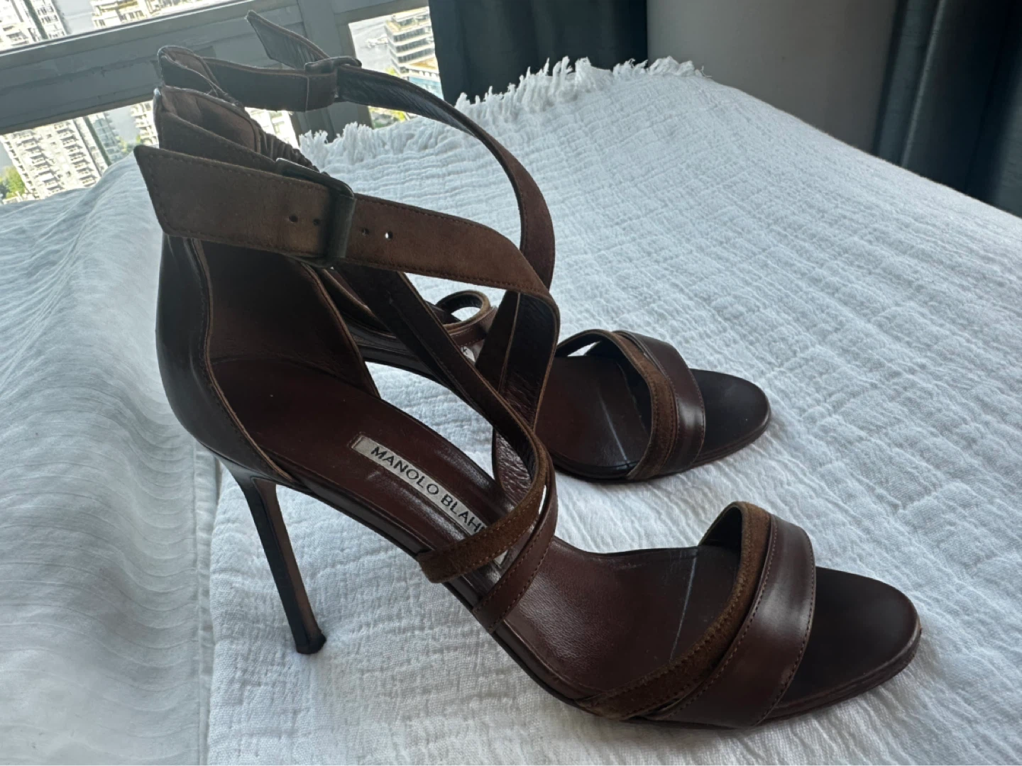 Manolo Blahnik Brown Suede & Leather Strappy Heels - photo 4