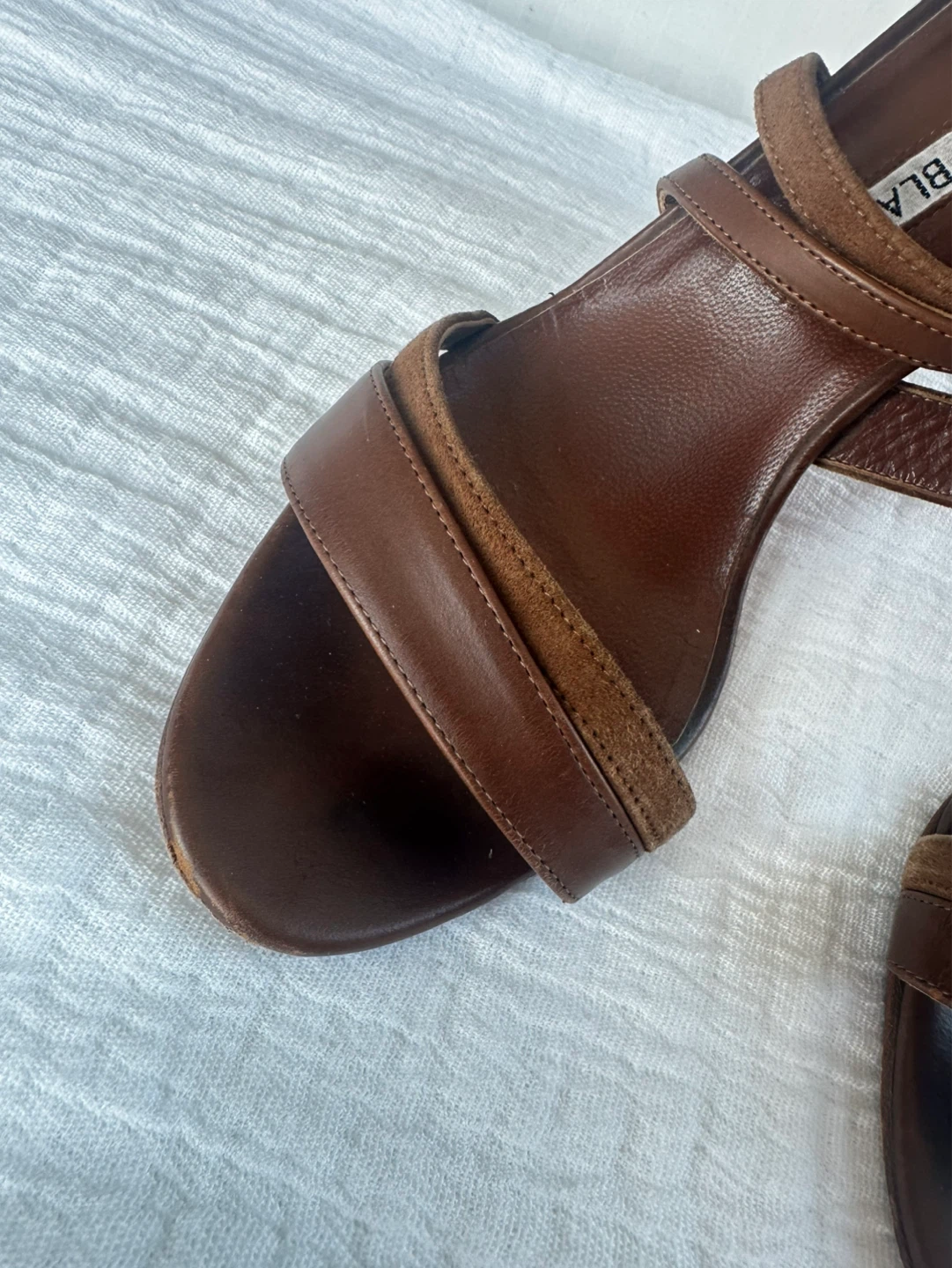 Manolo Blahnik Brown Suede & Leather Strappy Heels - photo 5