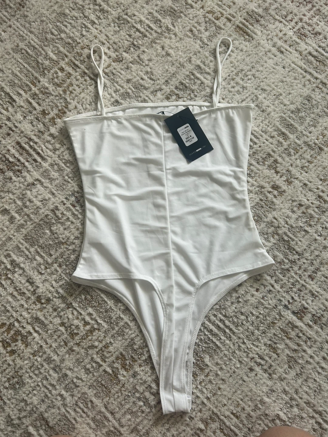 Fashion Nova White Spaghetti Strap Bodysuit