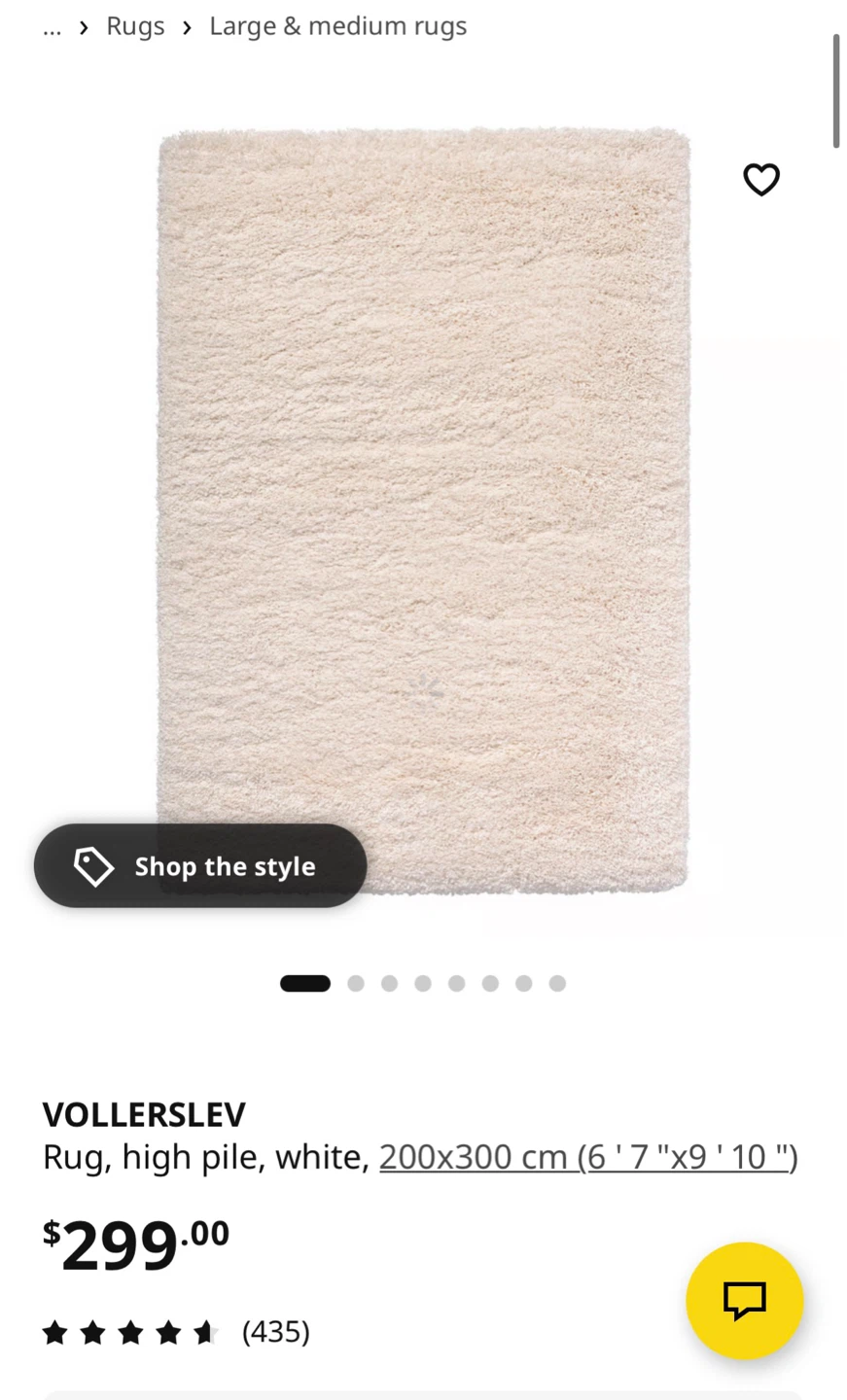 VOLLERSLEV Rug High Pile White 200x300 cm