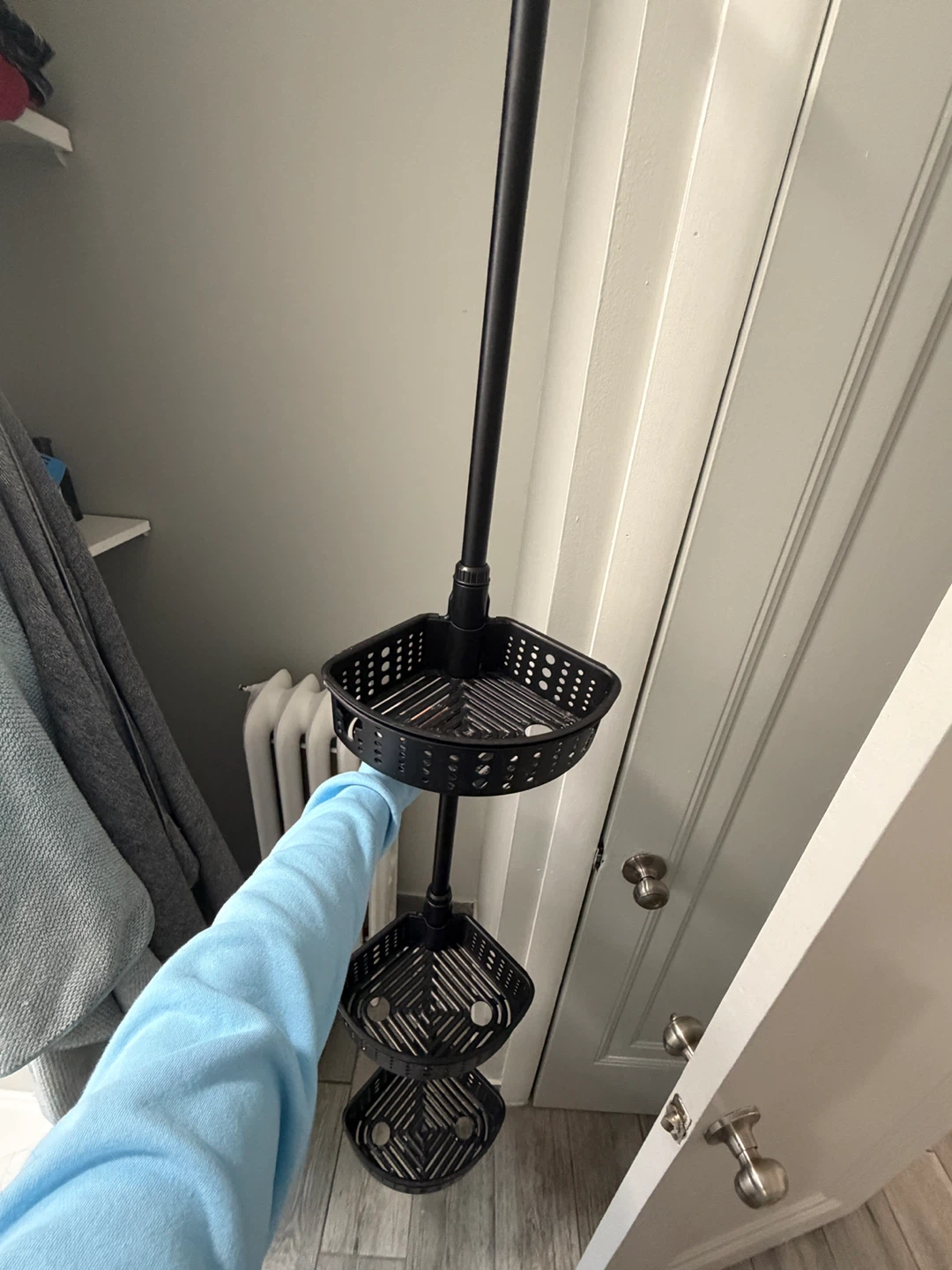 Black Tension Corner Shower Caddy