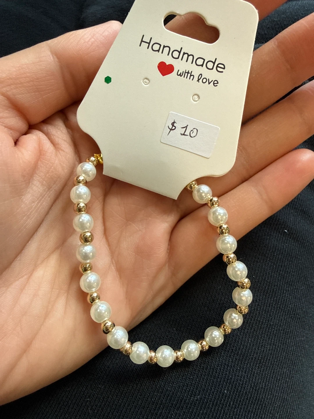 Handmade Pearl and Gold Bead Bracelet