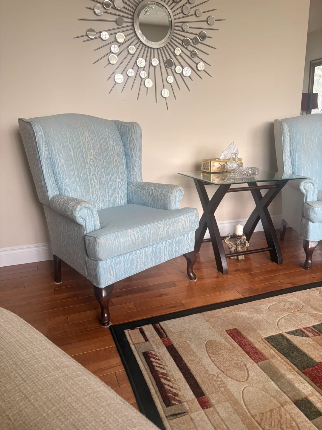 Light Blue Wingback Armchair