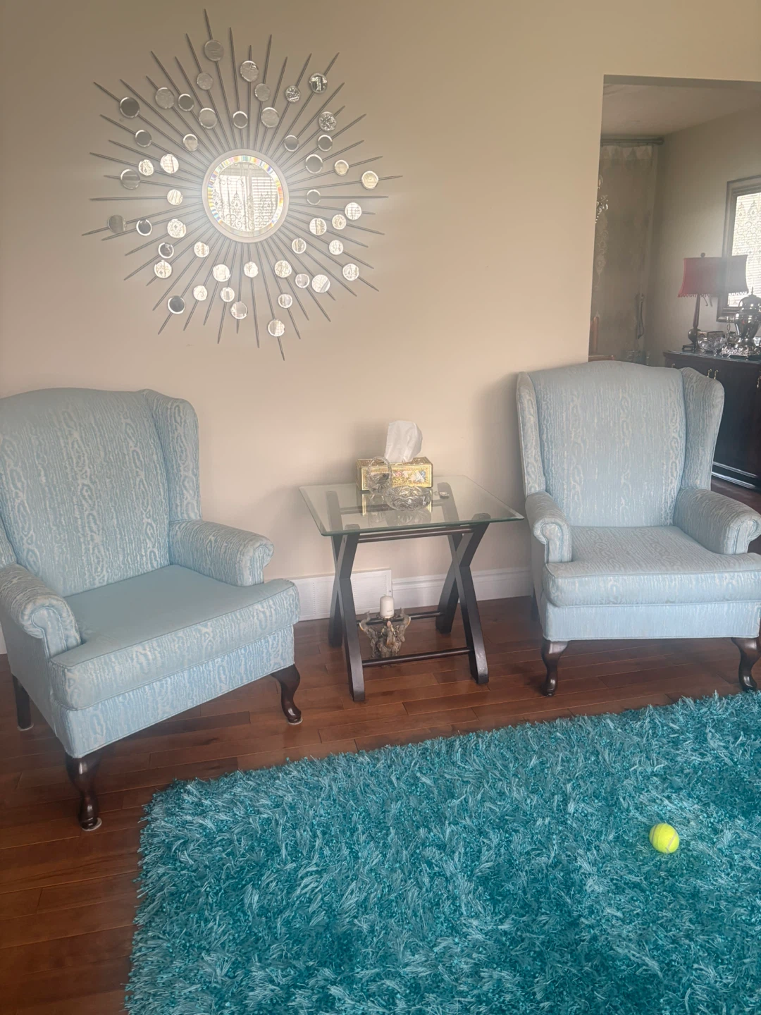 Light Blue Wingback Armchair - photo 3