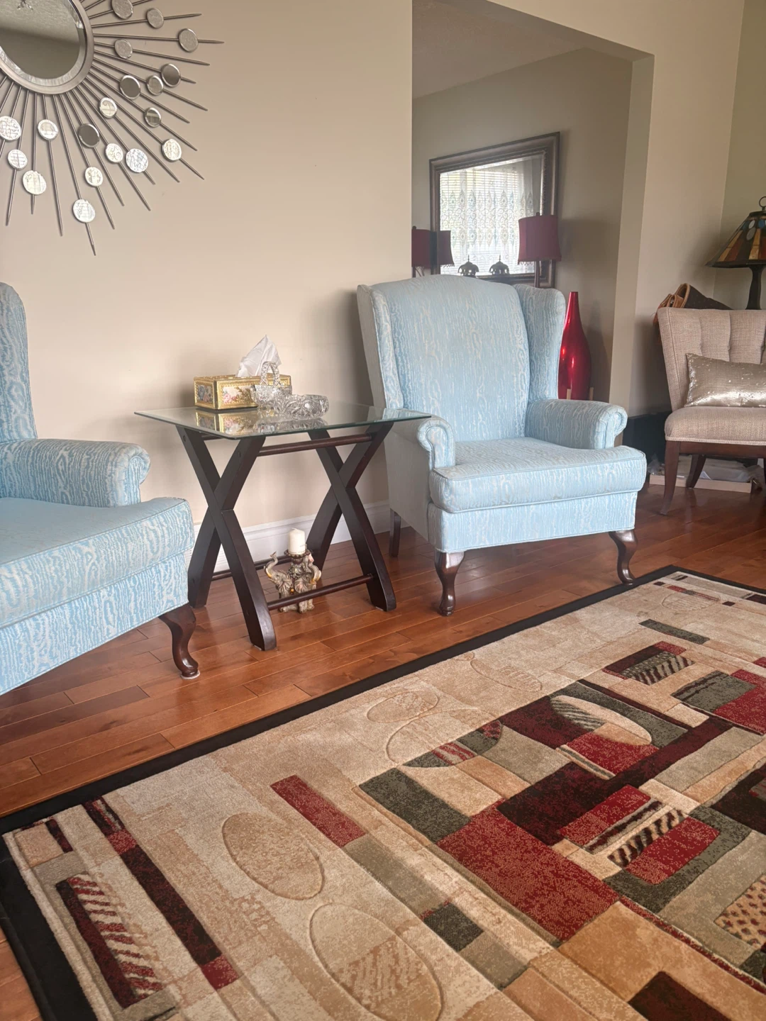 Light Blue Wingback Armchair - photo 2