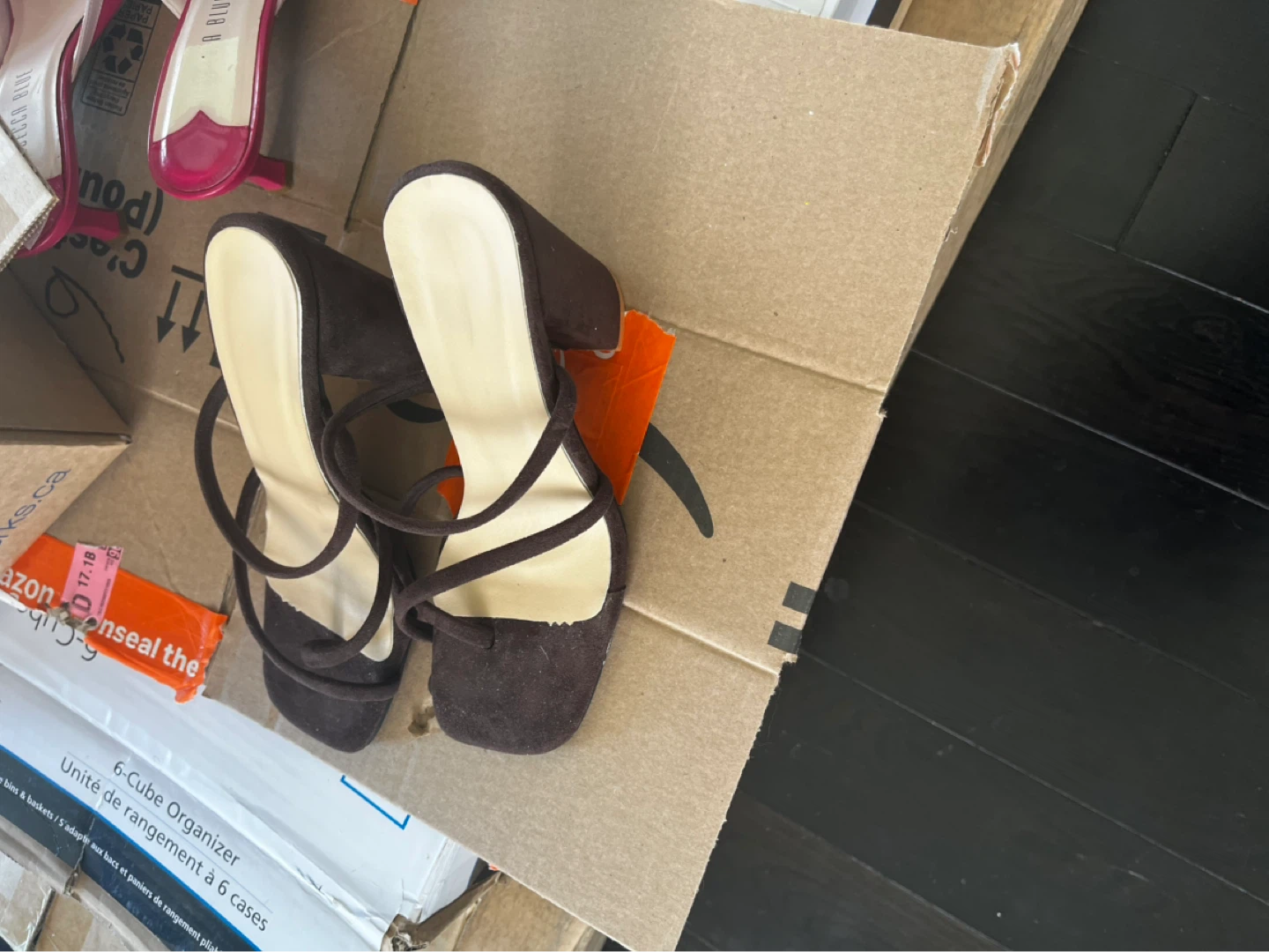 Brown Square Toe Strappy Block Heel Sandals - photo 2