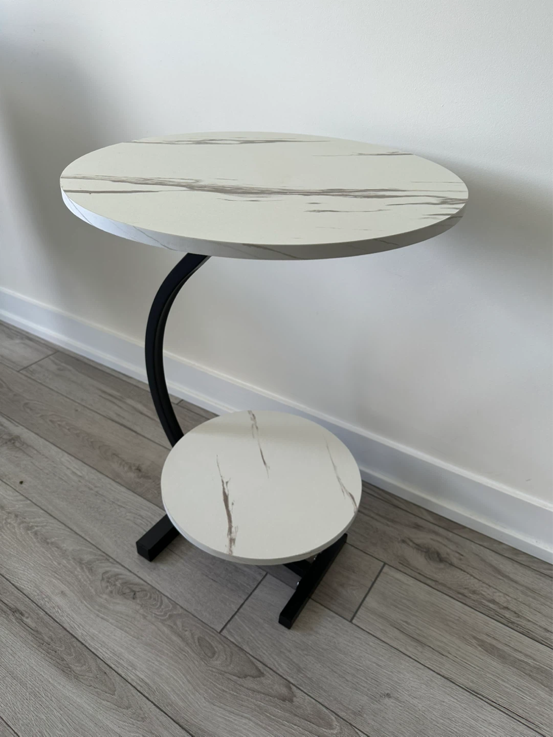Brand New: Modern Marble-Style Tiered C-Side Table - photo 2