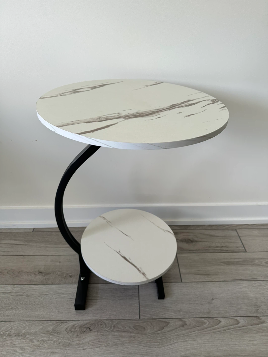 Brand New: Modern Marble-Style Tiered C-Side Table