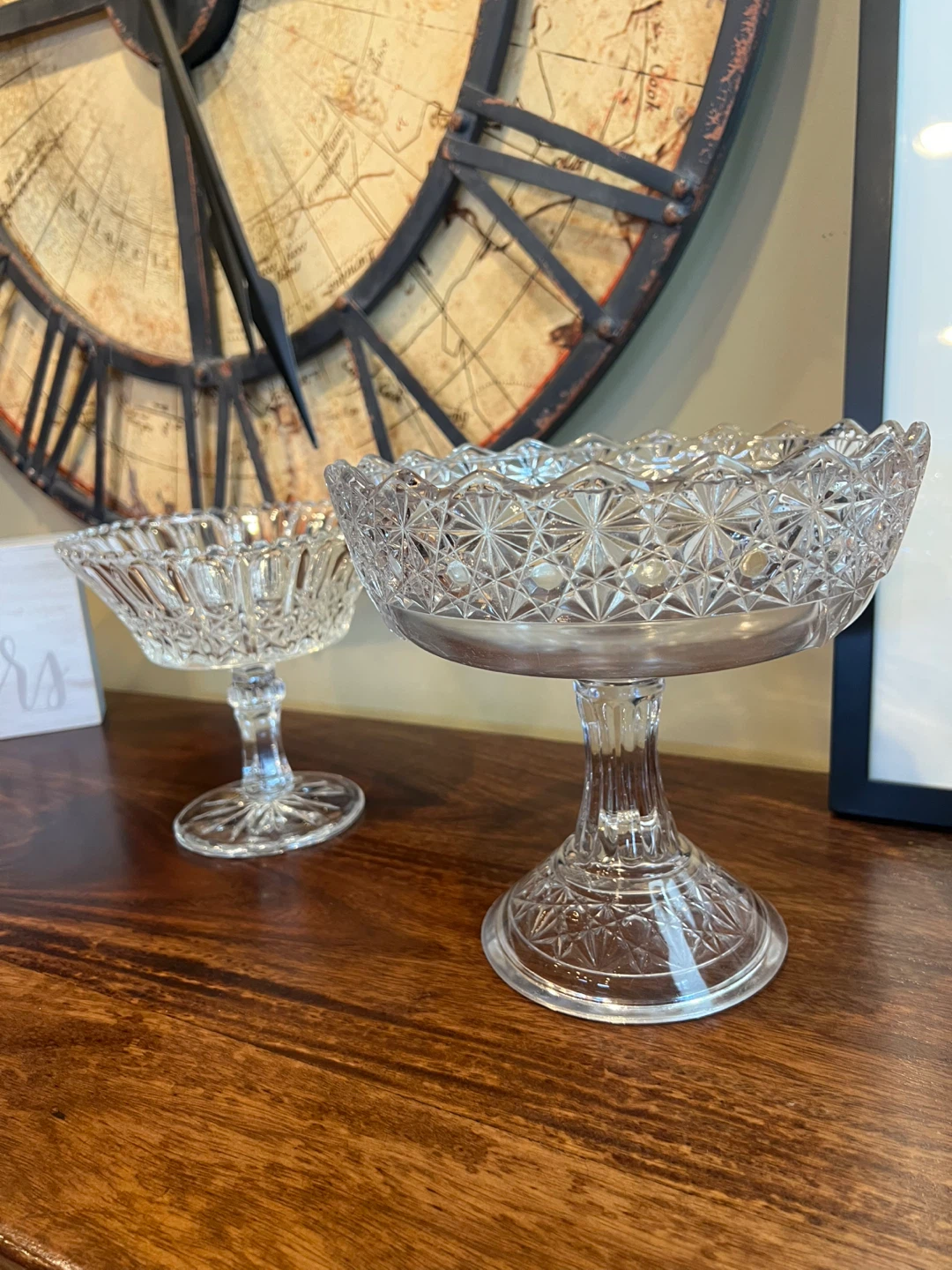 Vintage Pressed Glass Pedestal Bowls - photo 5